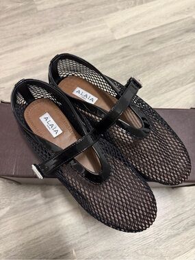 ALAÏA BALLET FLATS IN FISHNET BLACK EU 38 Alaia
